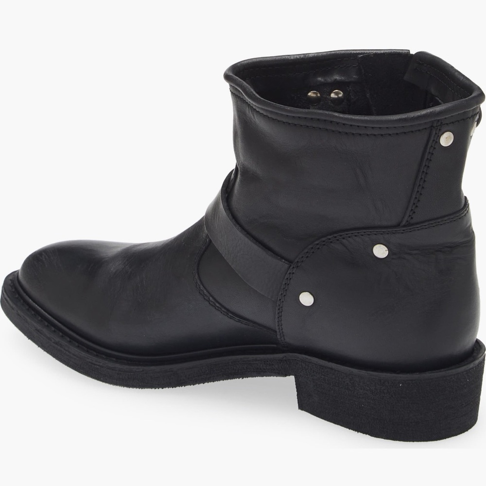 Black Leather Buckle Ankle Boots - Women's - Picture 3 of 9